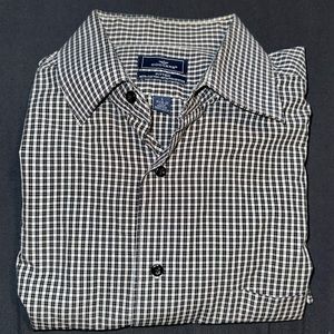 Dockers Fitted Black and White Checkered Button Down Dress Shirt Men’s Size L